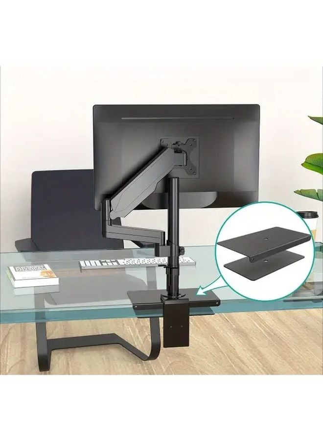 Black Monitor Stand With Glass Protection Plate Anti Scratch Shatterproof Stable Support - Image 4
